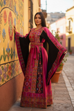 Pink Thoub Embroidered Palestinian Featuring Wide Sleeve