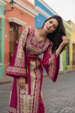 Pink thoub Embroidered Palestinian Fellahi Thobe With Belt