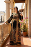 Green Manajel Embroidery Velvet Stones Long Thoub