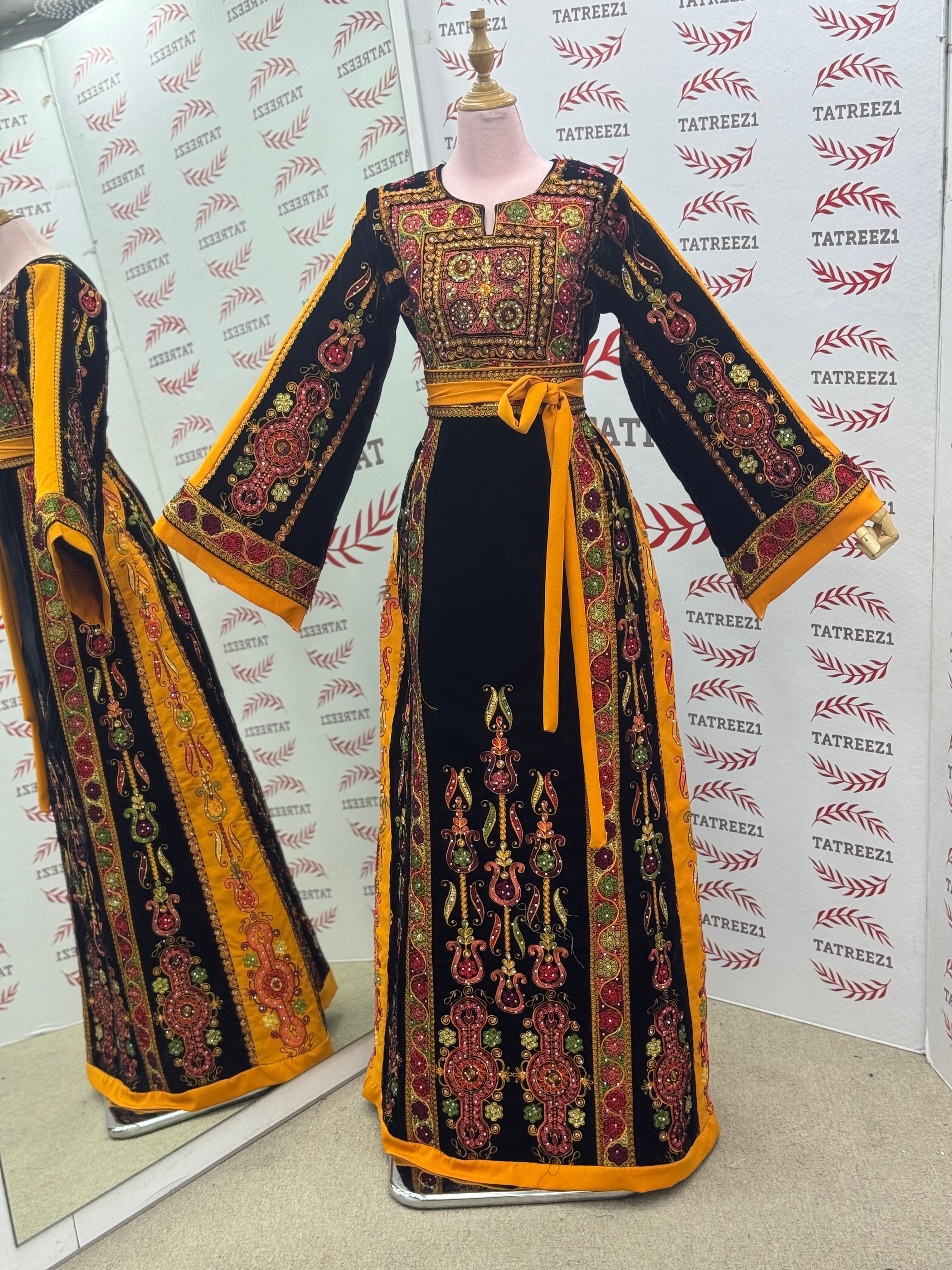 Velvet Malacca  Embroidered Palestinian Fellahi Thobe