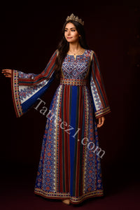 Majdalway Blue Embroidered Palestinian Fellahi Thobe