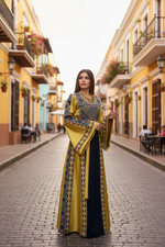 Charger l'image dans la galerie, Simply Elegant Wide Sleeve Thoub Embroidered Palestinian Thobe
