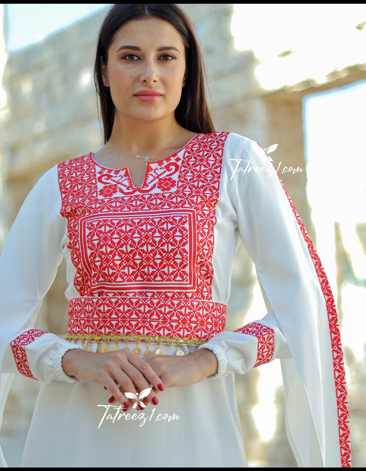 Red Embroidery Simple Elegant Dress