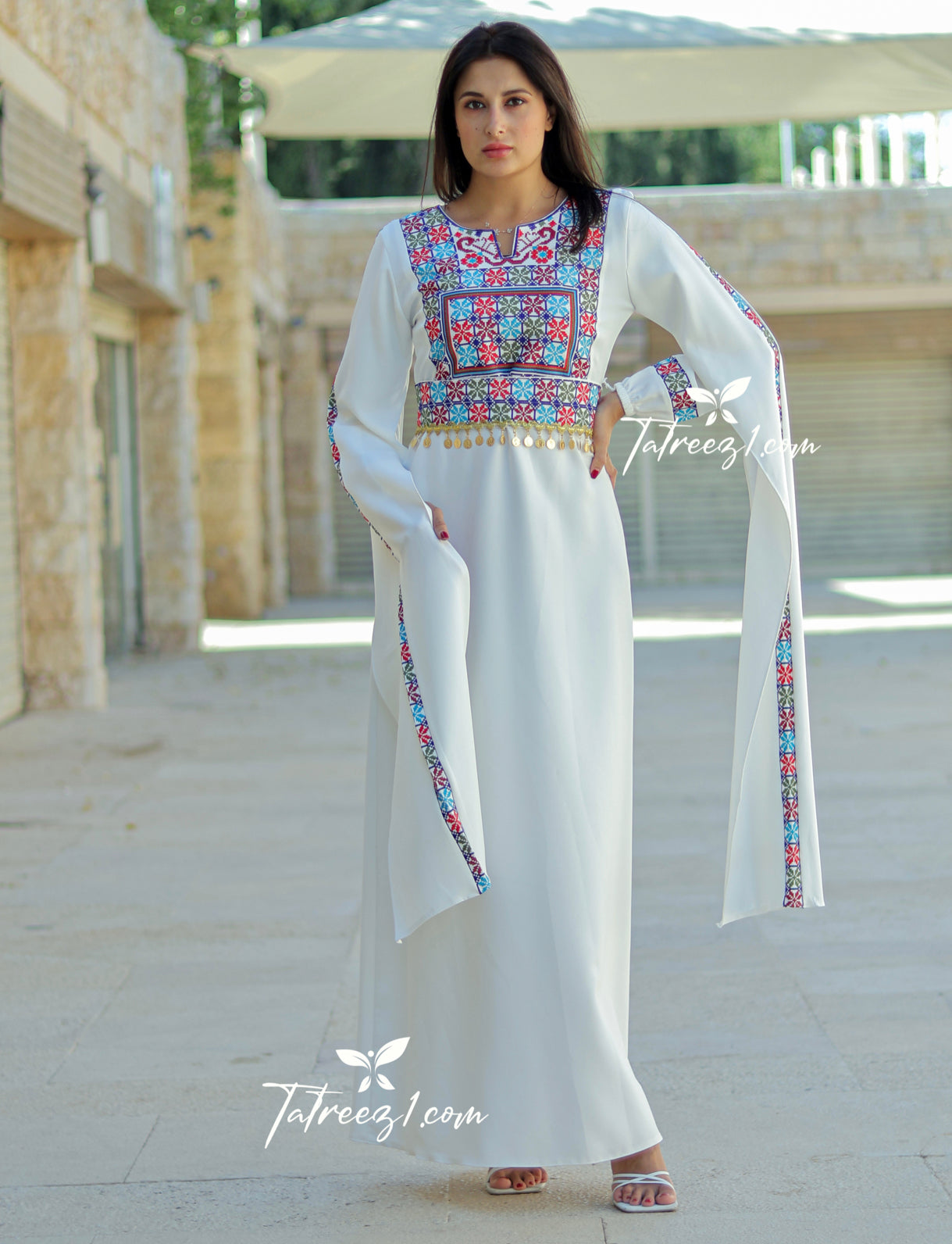 Simple Elegant Blue Embroidered Dress