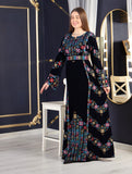 Simple Unique Navy  Silk Velvet Embroidery Thobe