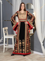 Load image into Gallery viewer, Goldish Embroidery Thoub  Wide Sleeve Elegant with Reversible Belt
