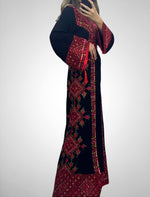 Load image into Gallery viewer, Black/Red Palstainen Embroidery Traditional Long Thoub
