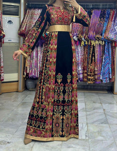 Stunning Multicolored Embroidered Palestinian Fellahi Thobe