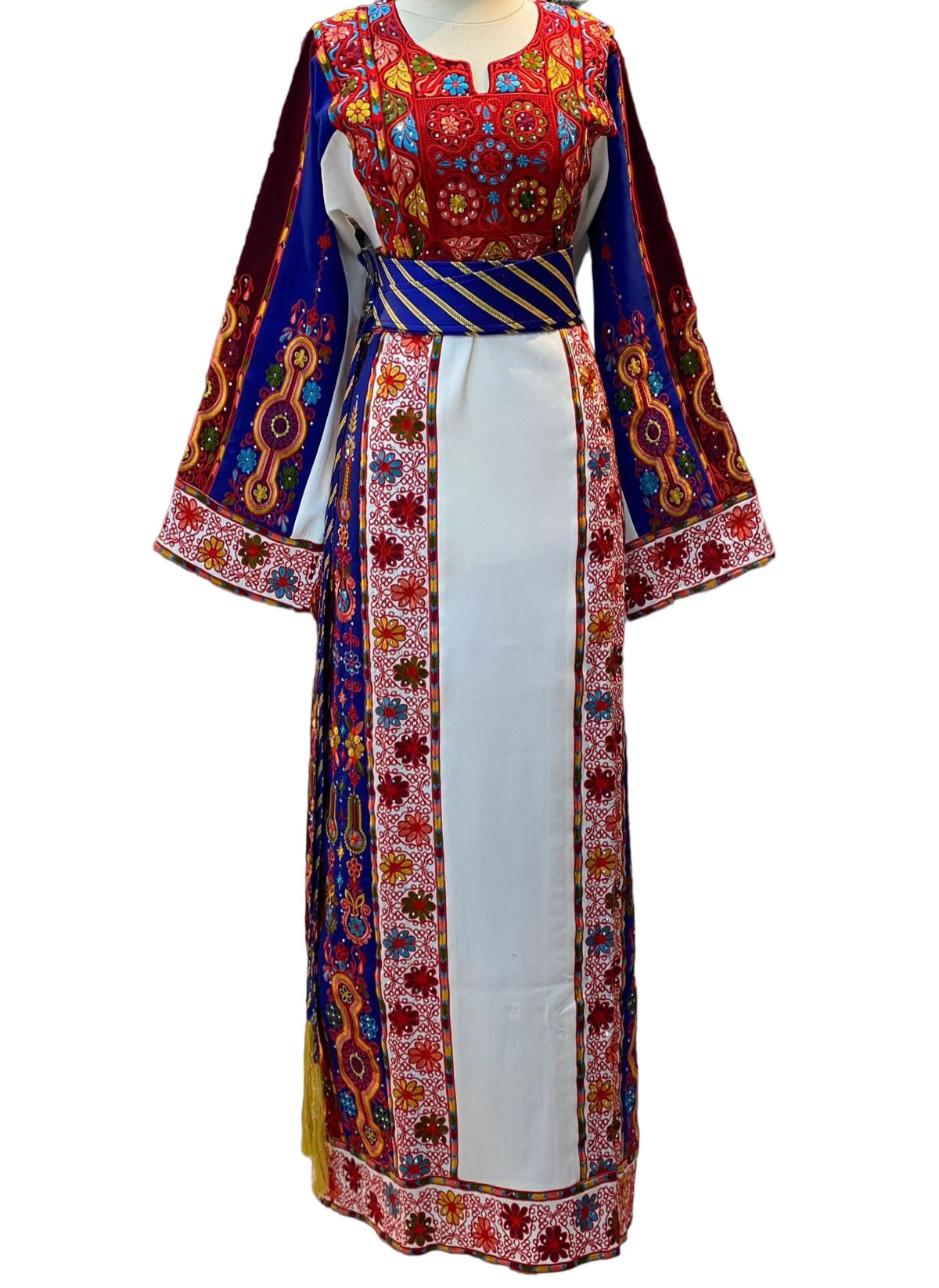 Traditional multicolored Embroidered Palestinian Fellahi Thobe