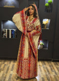 Traditional Palestinian Beige Thobe with Embroidery – Machine Made with Matching Head Scarf