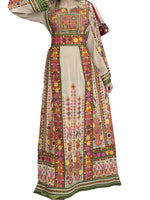 Load image into Gallery viewer, Beige Shade Embroidered Palestinian Thobe With Reversible Belt
