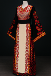 🌟 Traditional Palestinian Thobe – Machine Embroidered
