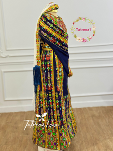 Navy Traditional Palestinian Thobe –  Full Set with Headscarf