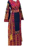Black Etameen  Embroidered Palestinian Fellahi Thobe With Kashmir belt