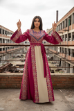 Pink Tatreez Elegant Embroidered Palestinian Beige Dress