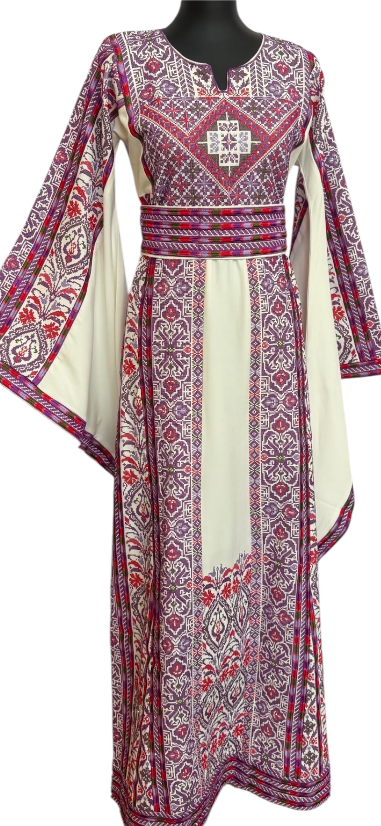 Traditional Palestinian Thobe – Pink Elegance Embroidery