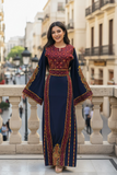 Simply Dark Blue Thoub Embroidered Palestinian