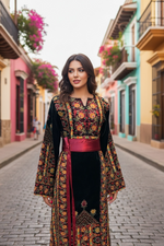 Load image into Gallery viewer, Dark Green Thobe Floral Embroidery
