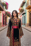 Dark Green Thobe Floral Embroidery