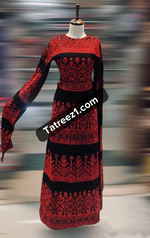 Charger l&#39;image dans la galerie, Fully Embroidery Jordanian Palestinian Red  Dress stone all over
