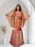 Dark Beige Mermaid Embroidery Velvet Thoub With Matching Headpiece