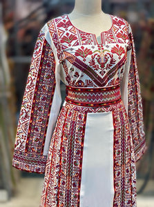 White Shade Traditional Embroidered Palestinian Fellahi Thobe