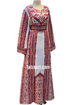 Load image into Gallery viewer, White Shade Traditional Embroidered Palestinian Fellahi Thobe
