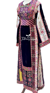 Malacca Silk Velvet Purple Stone Embroidery Thoub