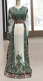 Load image into Gallery viewer, Limited time Multicolor with Kashmir Design Stone Embroidery Thobe with Reversible Belt
