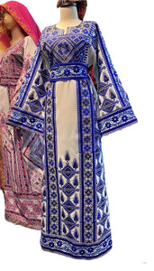 The Original Traditional Blue Embroidered Palestinian Fellahi Thobe