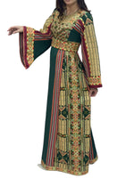 Load image into Gallery viewer, Green Multicolored Gorgeous Palstainen Embroidery Traditional Long Thoub
