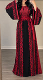 Dark Red Palestinian Thobe Embroidery