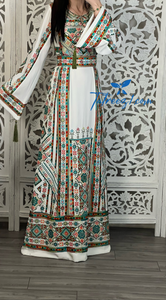 Turquoise White Embroidery Stunning Thobe