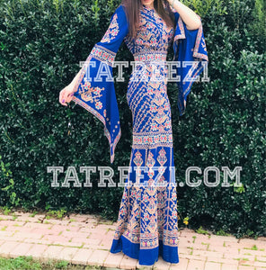 Chiffon Blue Miss Princess Embroidery Long Thoub Dress