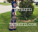 Charger l&#39;image dans la galerie, Chiffon Blue Miss Princess Embroidery Long Thoub Dress
