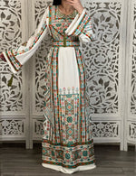 Load image into Gallery viewer, Turquoise White Embroidery Stunning Thobe
