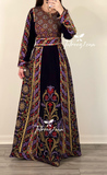 Dark Purple Velvet Thoub With Removable Skirt