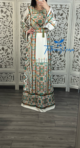 Turquoise White Embroidery Stunning Thobe