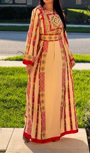 Cream Thoub stoned Embroidery Elegant design With Reversible Belt