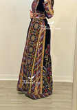 Dark Purple Velvet Thoub With Removable Skirt