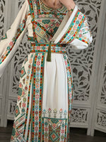 Load image into Gallery viewer, Turquoise White Embroidery Stunning Thobe
