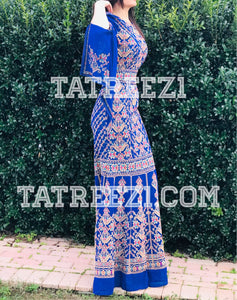 Chiffon Blue Miss Princess Embroidery Long Thoub Dress