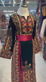 Load and play video in Gallery viewer, Dark Green Thobe Floral Embroidery
