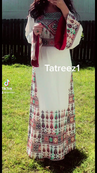 Beautiful Modern White Embroidery Thoub – Tatreez1