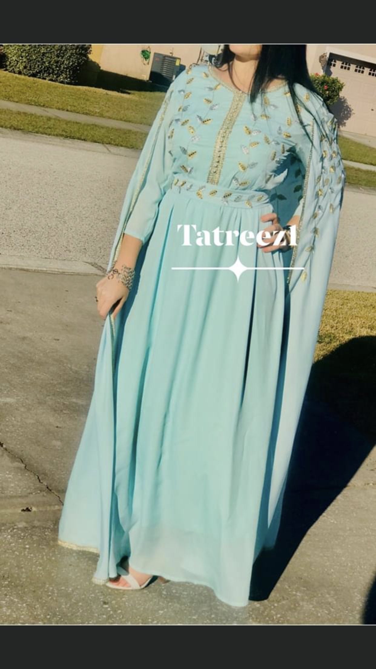 Dubai Collocation Embroidery Moroccan Caftan Long Maxi - Tatreez1