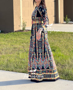 Navy Malacca Embroidered Palestinian Fellahi Thobe