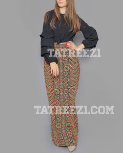 Beige MultiColor Beautifully Embroidered Long Skirt