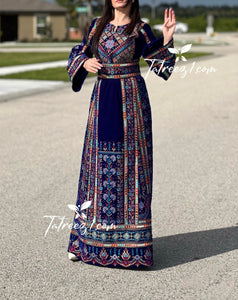 Stunning Royal Blue Emberoidery Velvet Stone Embroidery Thobe