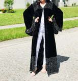 Hand stitched embellishment Black Velvet in Silver