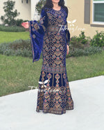 Load image into Gallery viewer, Blue Luxury Mermaid Embroidery Velvet Thoub
